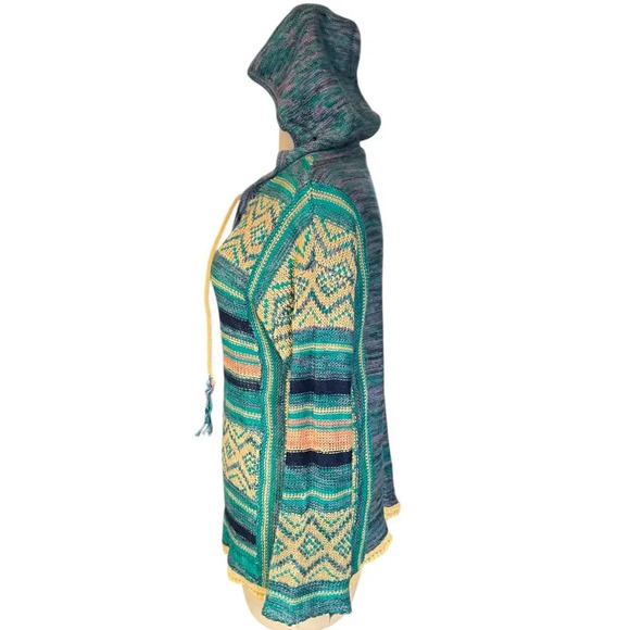 Wrangler Retro South Western Women's Hoodie Bell Sleeve Hobo V-Neck Sweater SZ S - Picture 3 of 12